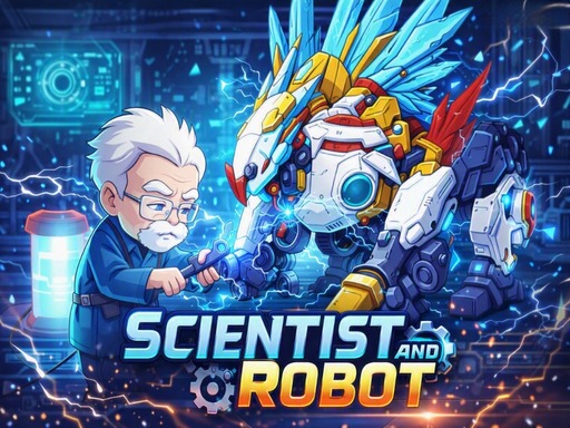 Wissenschaftler und Roboter spielen